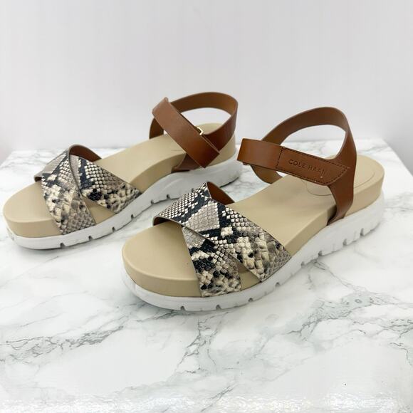 Cole Haan Zero Gran Platform Criss Cross Snakeskin Sandal 8.5 - Picture 7 of 7